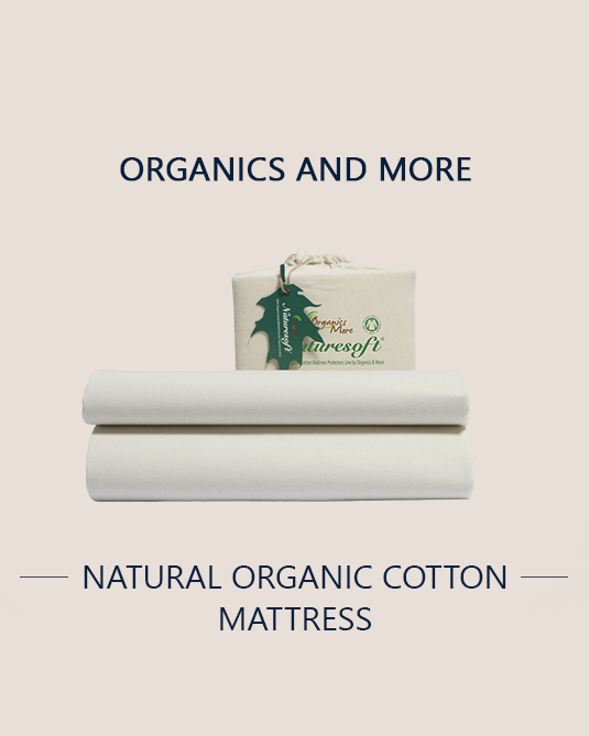 Natural Organic Cotton Mattress Protector (waterproof) with Bio-Based Non-GMO TPU lamination 7" pocket