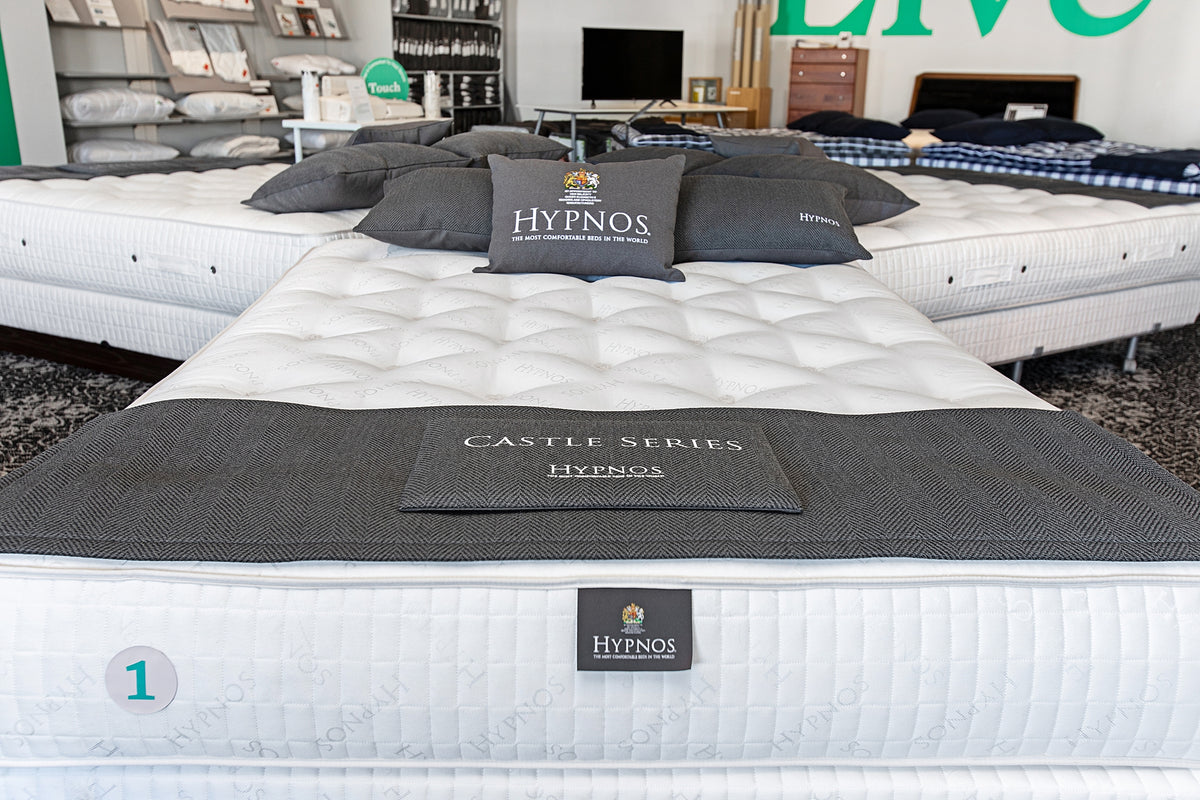 Hypnos Castle Series mattress on the Healthy Bedroom showroom floor in Edmonton